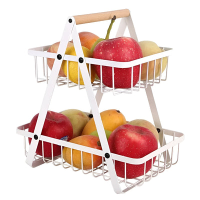 3-stöckiger Obstkorb aus Metall – Platzsparend und Dekorativ | Ideal für Küche & Esstisch