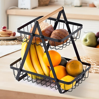 3-stöckiger Obstkorb aus Metall – Platzsparend und Dekorativ | Ideal für Küche & Esstisch