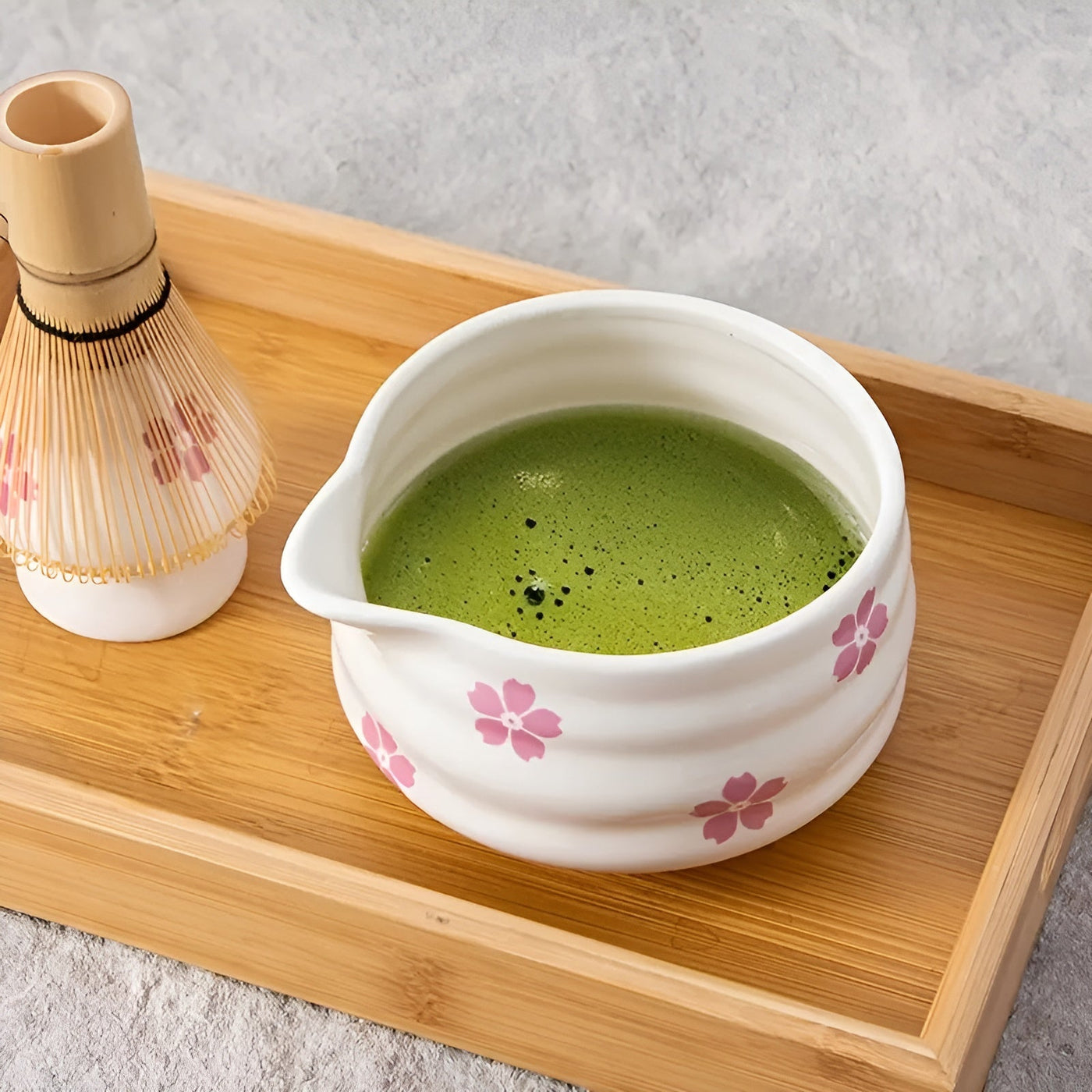 Matcha-Set mit 5 Teilen – Japanisches Teeservice mit Teeschale, Bambusbesen & Sieb