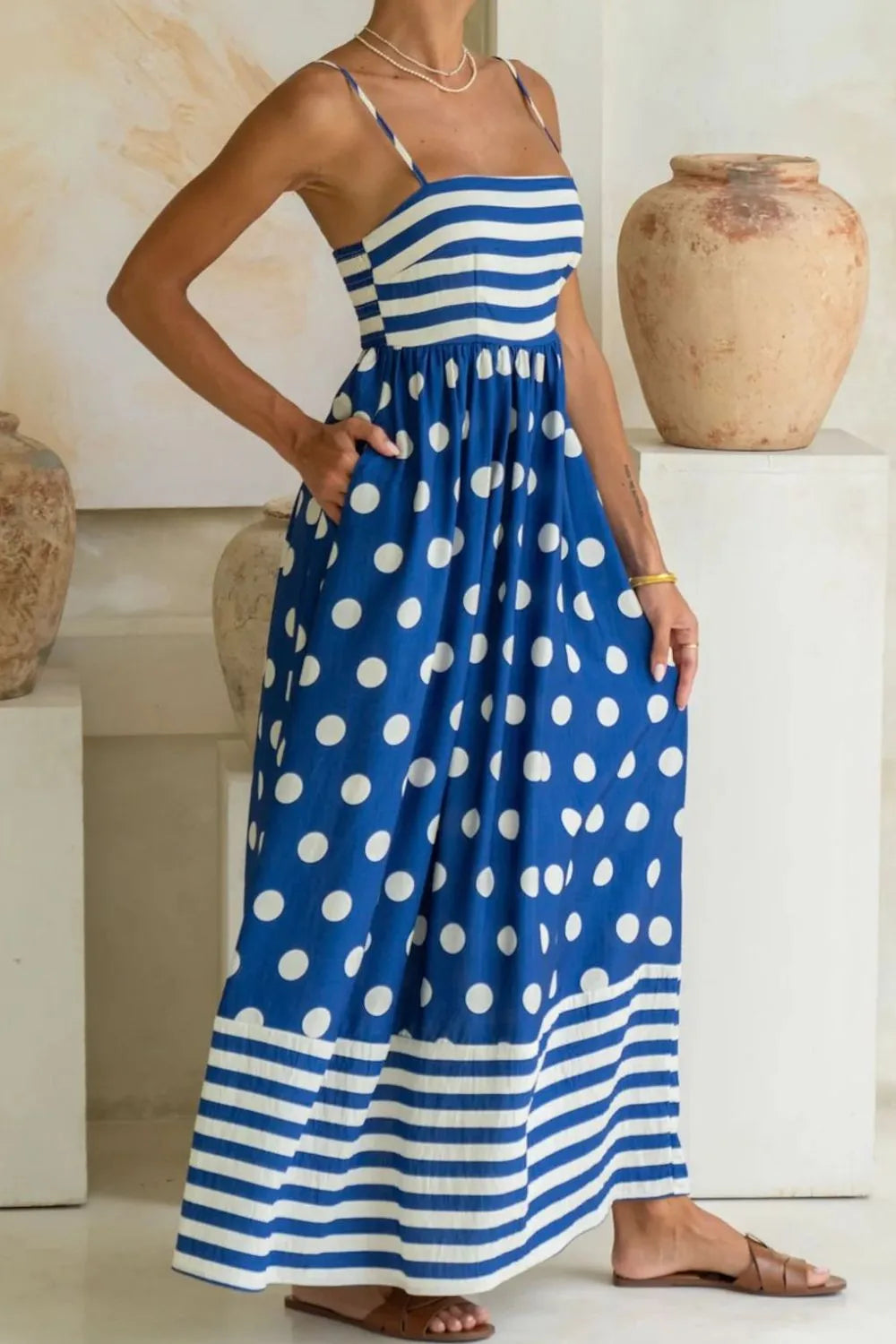 Polka Dot Square Neck Cami Dress