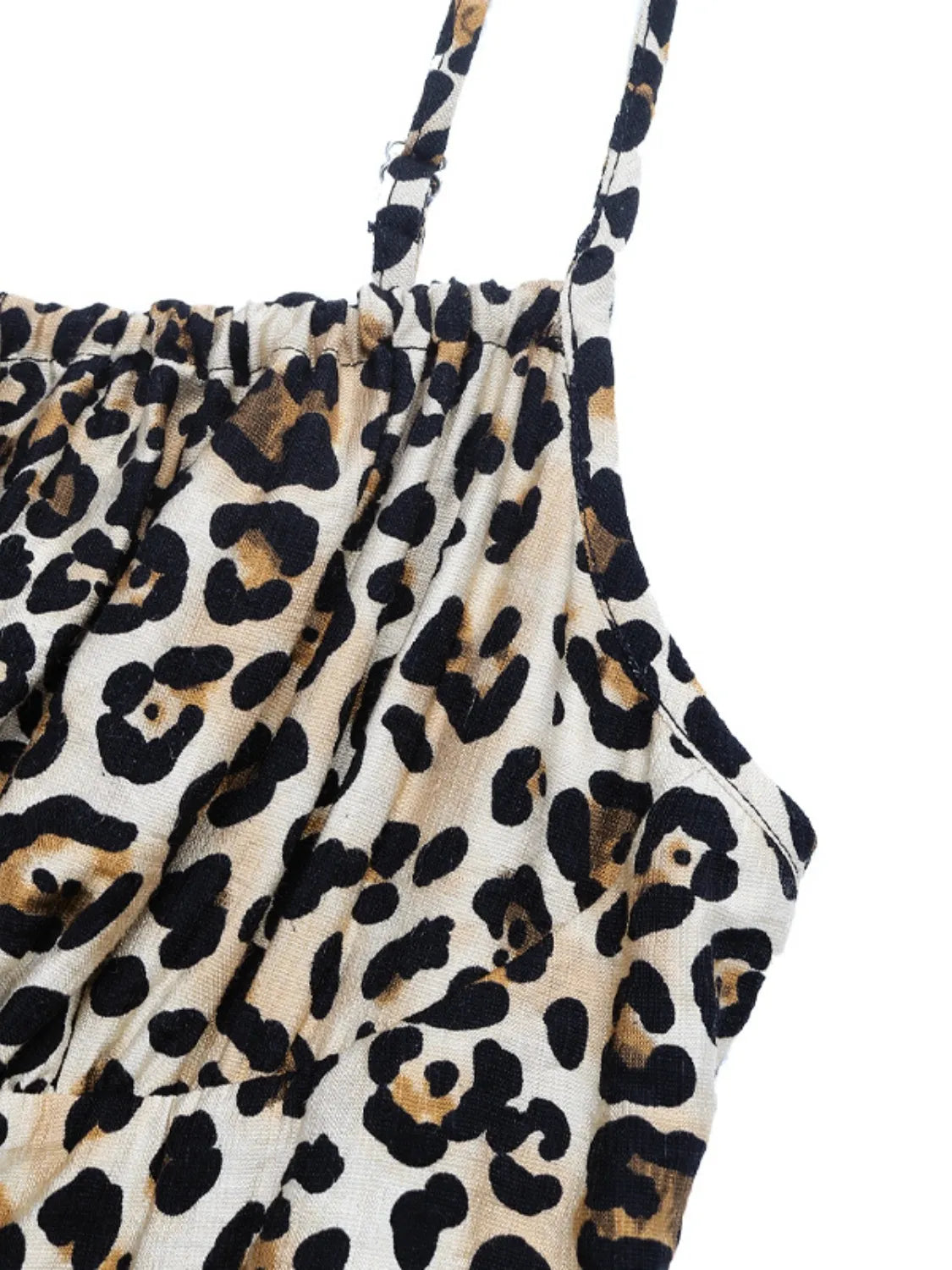 Smocked Leopard Midi Cami Dress