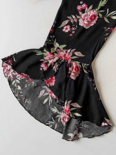 Plus Size Floral Flare Sleeve Dress