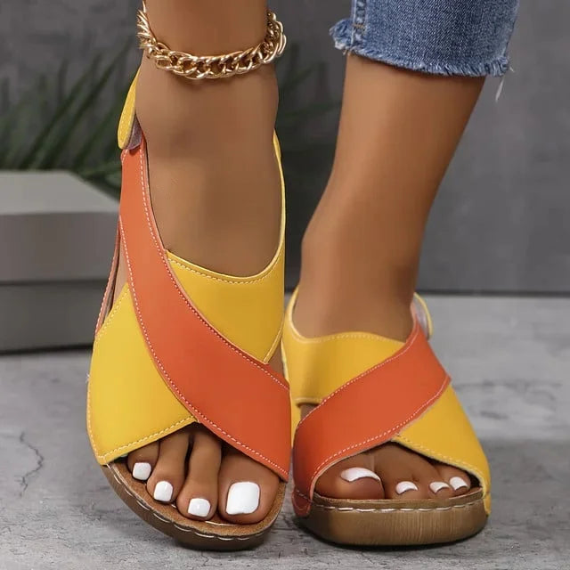 Heidi-Mode | Orthopädische Zweifarbige Schicke Sandalen