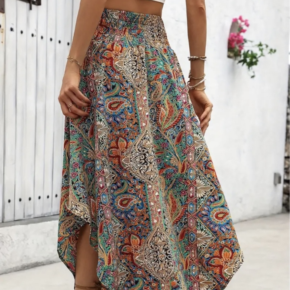 Madille - Damen Boho Maxirock mit Ethno-Muster