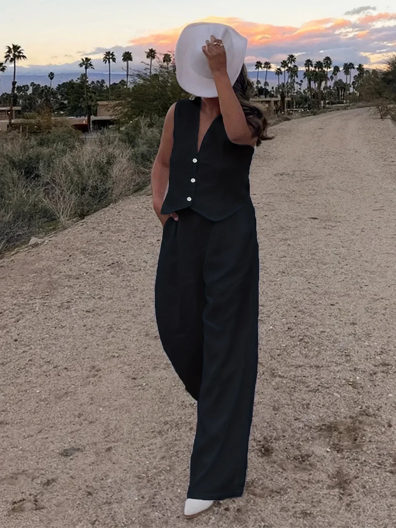 Jorja – Elegantes ärmelloses Zweiteiler Outfit-Set