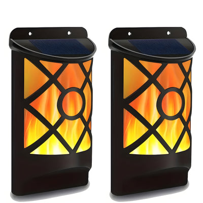 FlameGlow Lights -  2 Stück  Außenleuchten Solarbetriebene Led-Wandleuchte