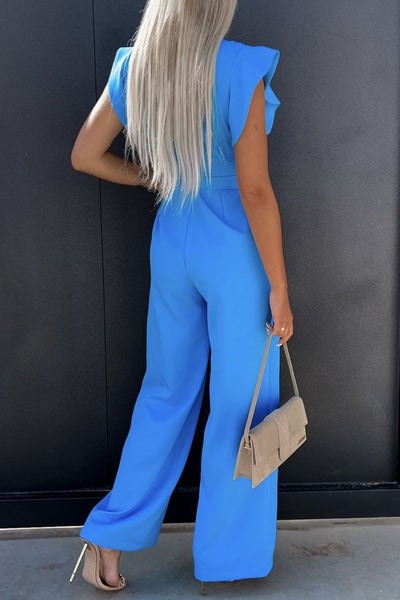 Round Neck Cap Sleeve Jumpsuit