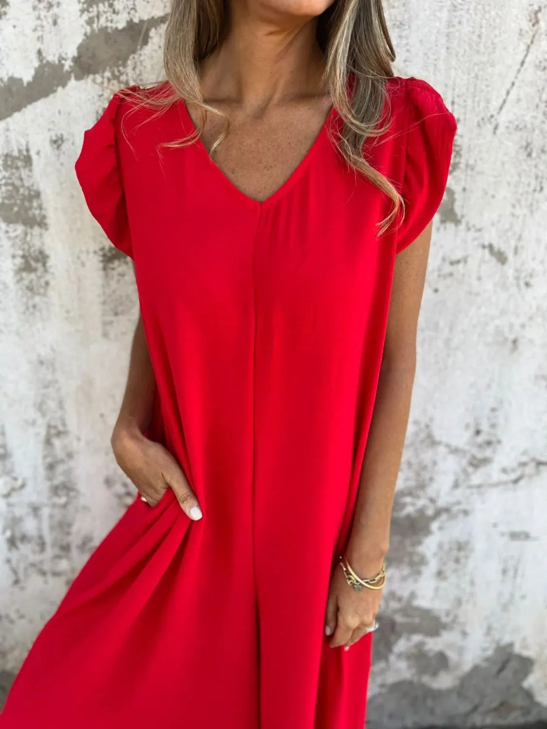 Full Size V-Neck Cap Sleeve Wide Leg Jumpsuit Plus Size