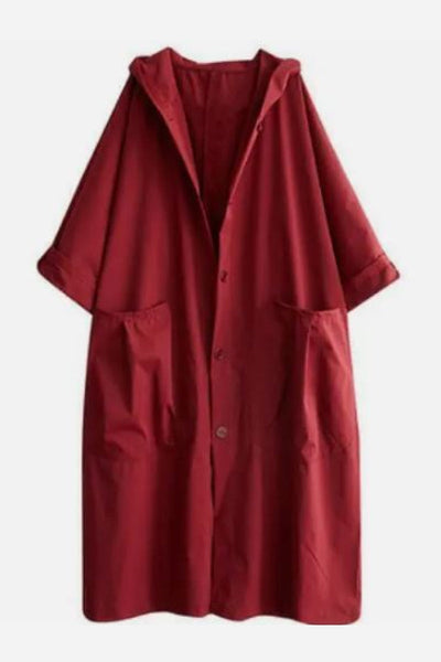 Evarah | Burgund Einheitsgröße für alle übergroßen wasserdichten Windjacke