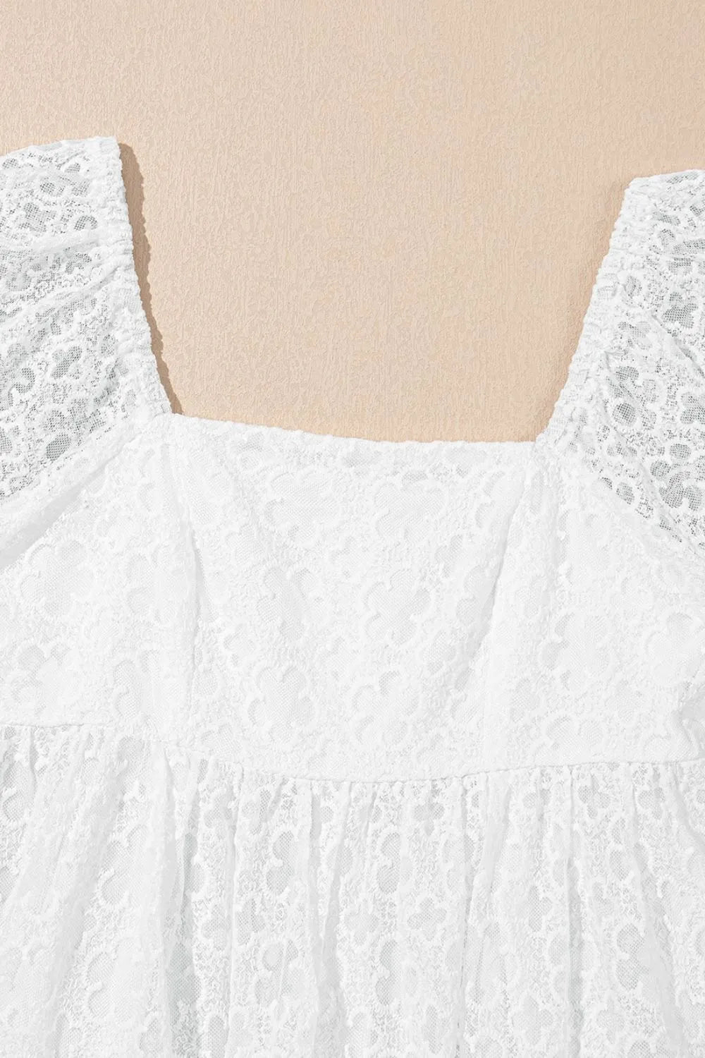 Lace Puff Sleeve Empire Waist Mini Dress