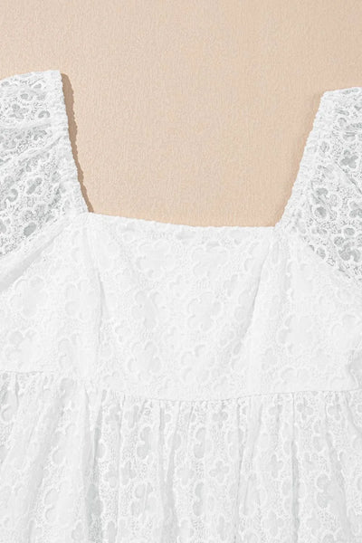 Lace Puff Sleeve Empire Waist Mini Dress