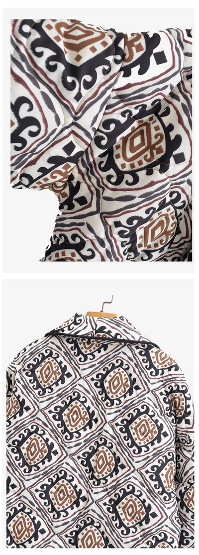 Heidi-Mode | Lässiger Bedruckter Lockere Cardigan