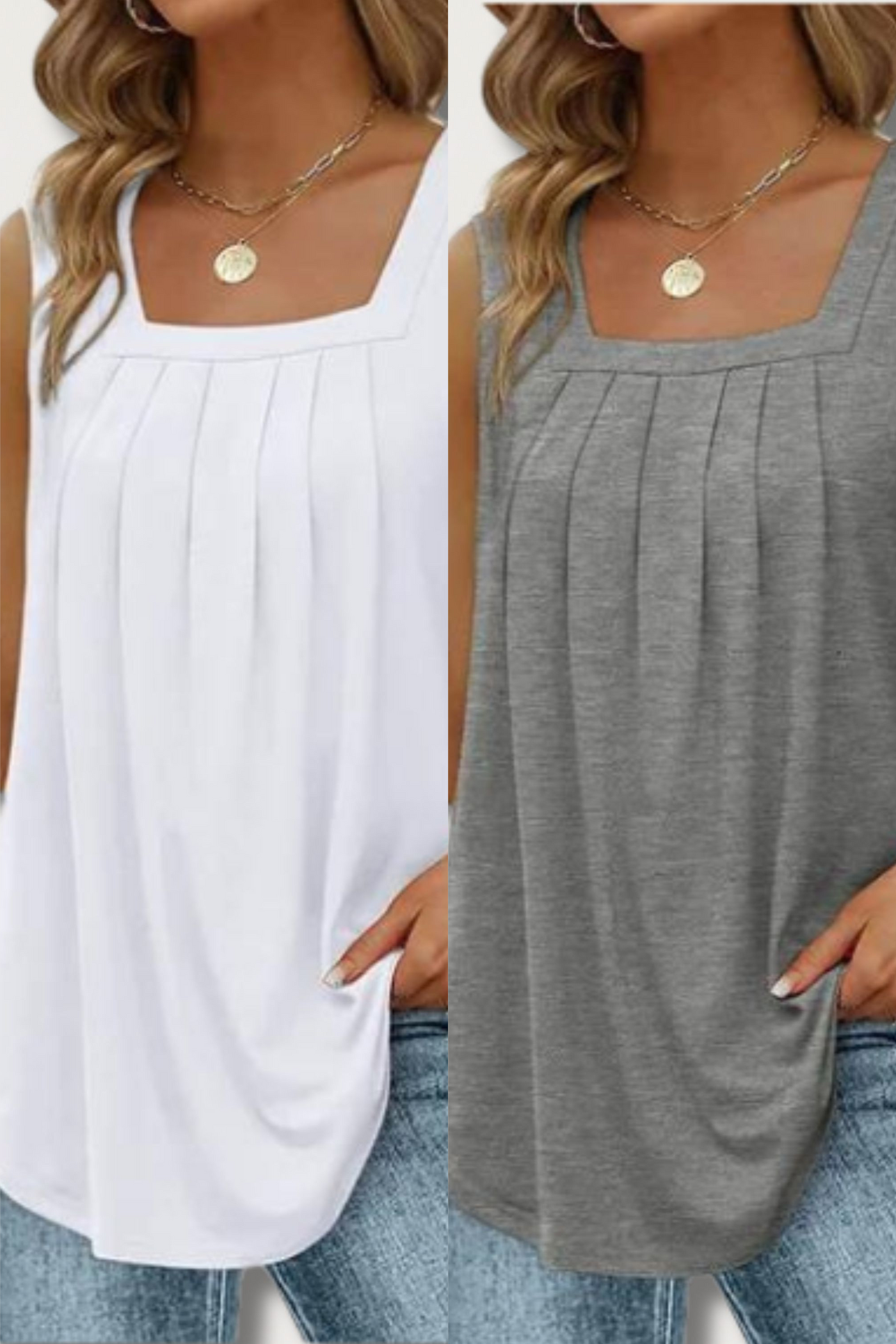 Heidi-Mode | Lässiges Falten Quadrat-Ausschnitt Top