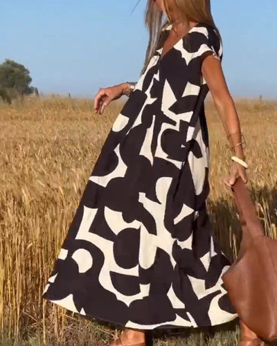 ELENA KLEID MIT PRINTMUSTER UND V-AUSSCHNITT