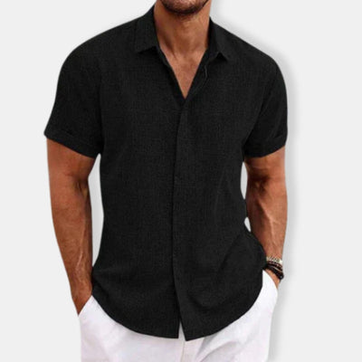 Herren Kurzärmeliges Knopf Daunen Hemd | Lässig