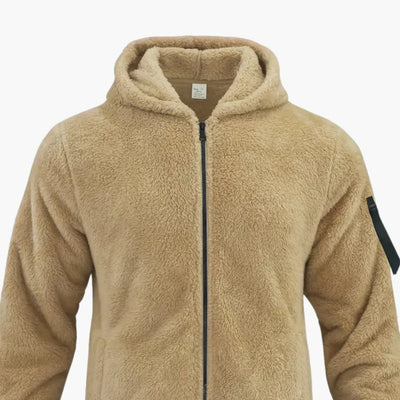 Herren Teddy jacke mit Reißverschluss und langen Ärmeln