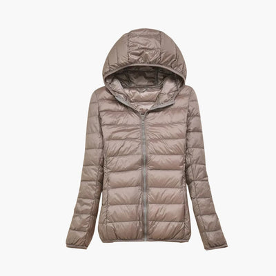 Frauen Stepp jacke mit Kapuze und durchgehendem Reißverschluss