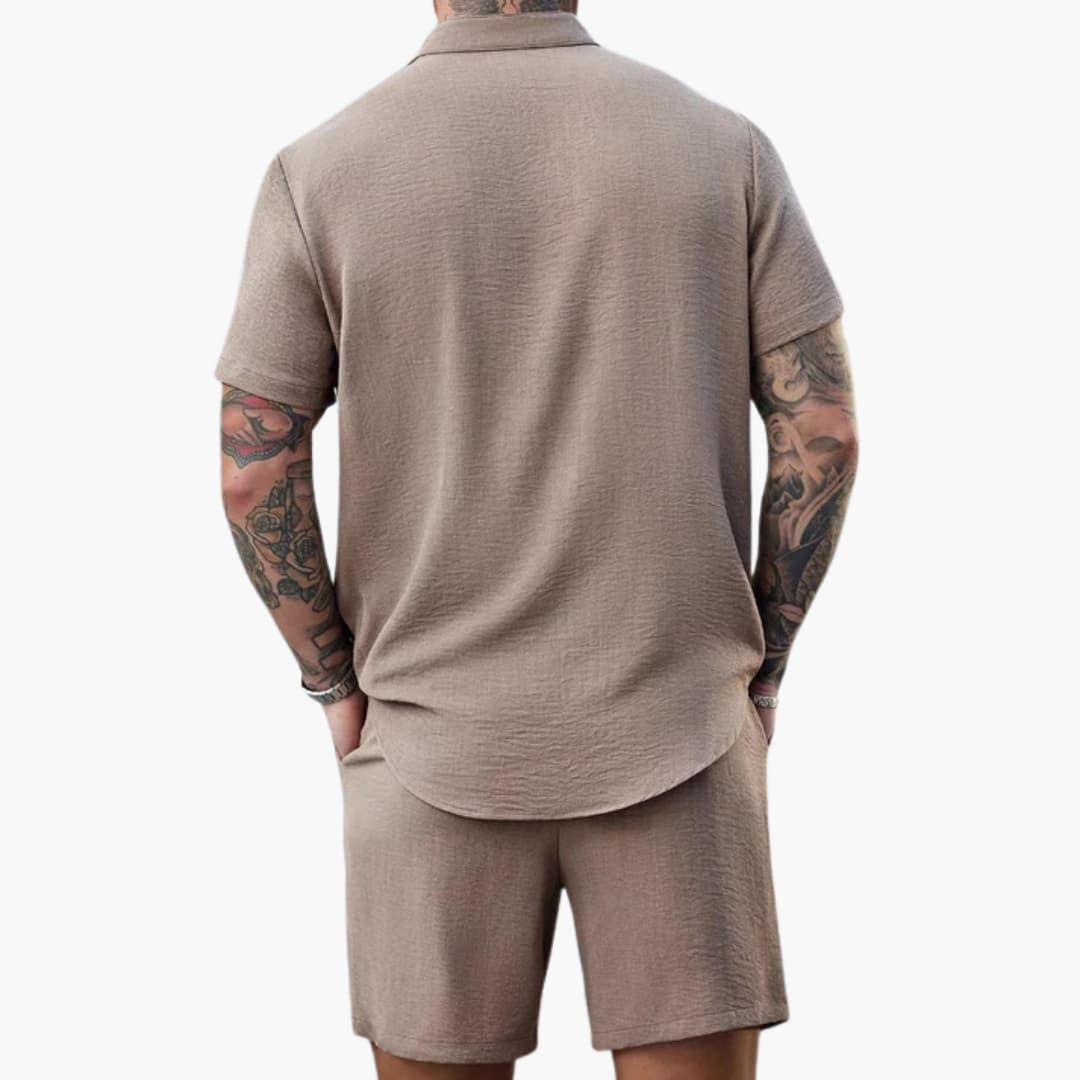 Herren Set mit Henley Shirt und Shorts für den Sommer
