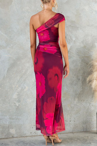 Lindsey – Elegantes Langes Kleid Mit Blumenmuster