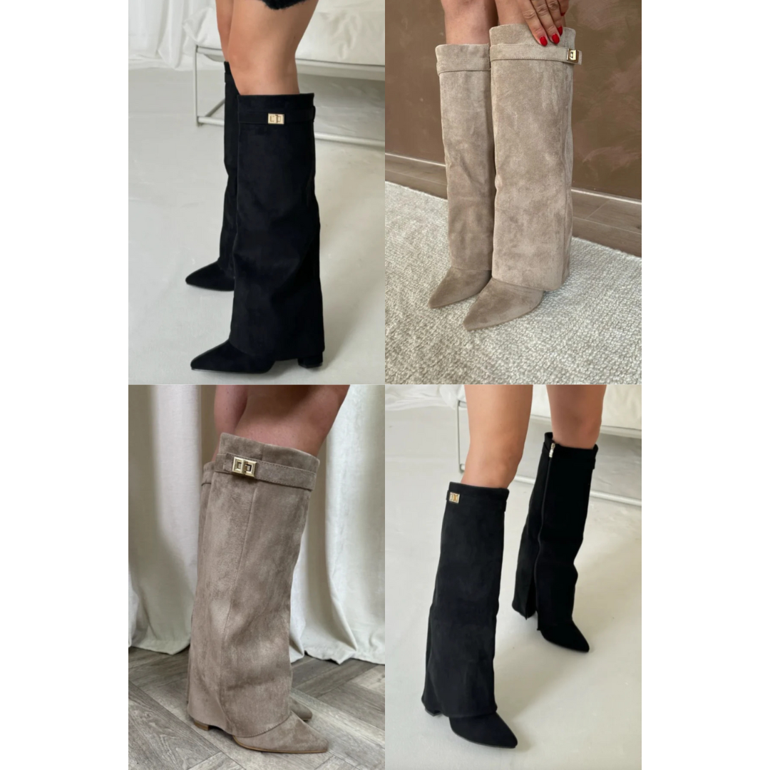 Kniehohe Damenstiefel | Keilabsatz