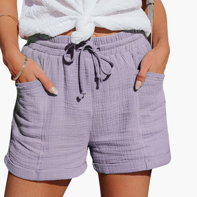 Musselin Shorts für damen - Luftige Sommer Kurze Hose mit Taschen
