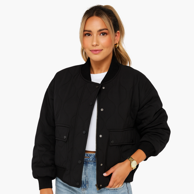Damen Bomberjacke mit geripptem Saum und Seitentaschen