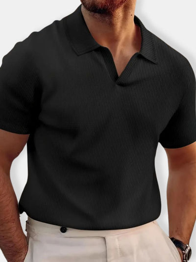 Herren Rippenstrick Polo Hemd | Kurzarm