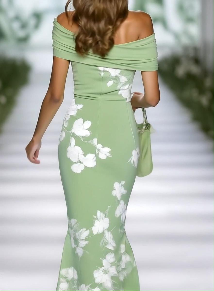 Frisches kurzärmliges Maxikleid für Damen