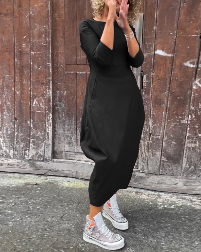 Elegantes Langarmkleid mit Taschen für Damen