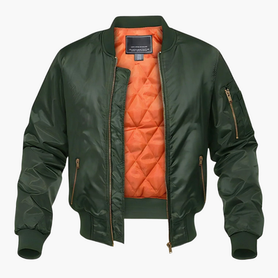 Herren Bomberjacke mit geripptem Saum und gestepptem Futter