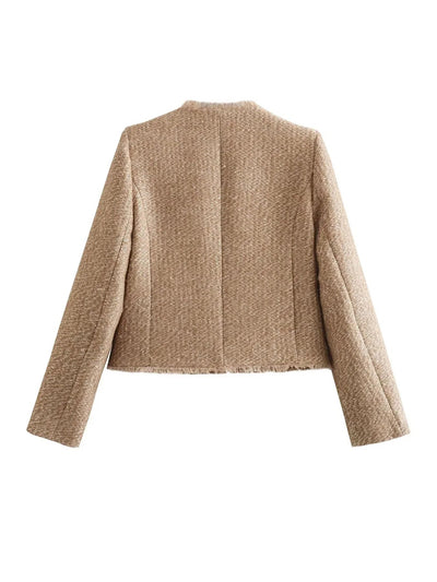 Heidi-Mode | Elegante Tweed Cropped Jacke