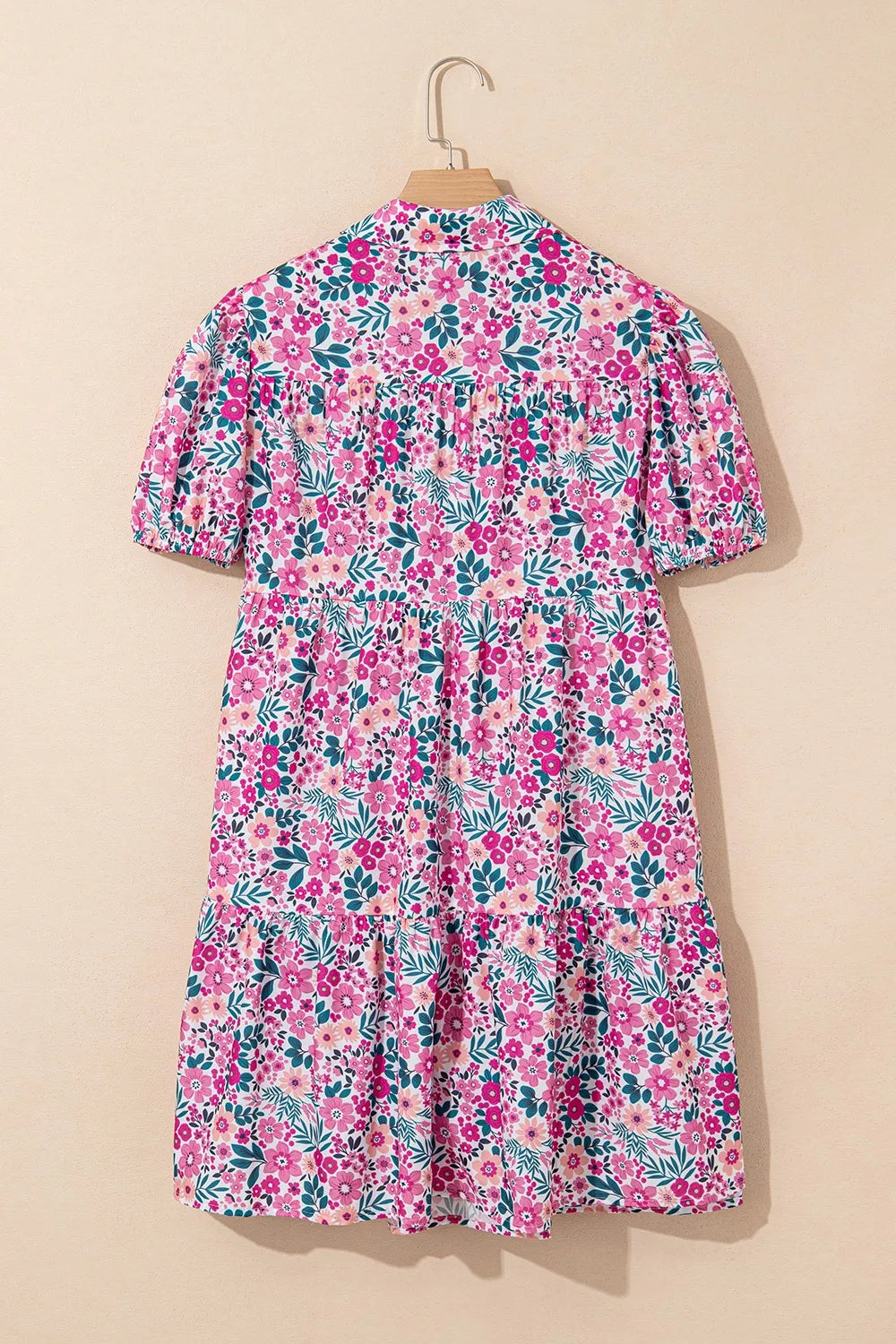 Printed Short Sleeve Mini Shirt Dress