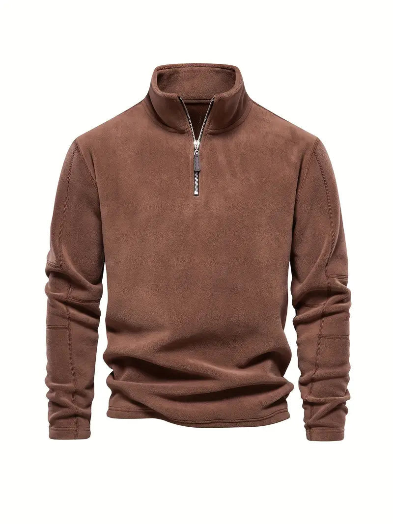 Kordpullover mit halbem reißverschluss