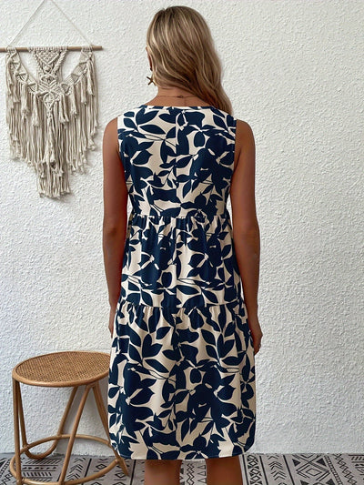 Christabel | V-Ausschnitt-Tankkleid mit Pflanzendruck