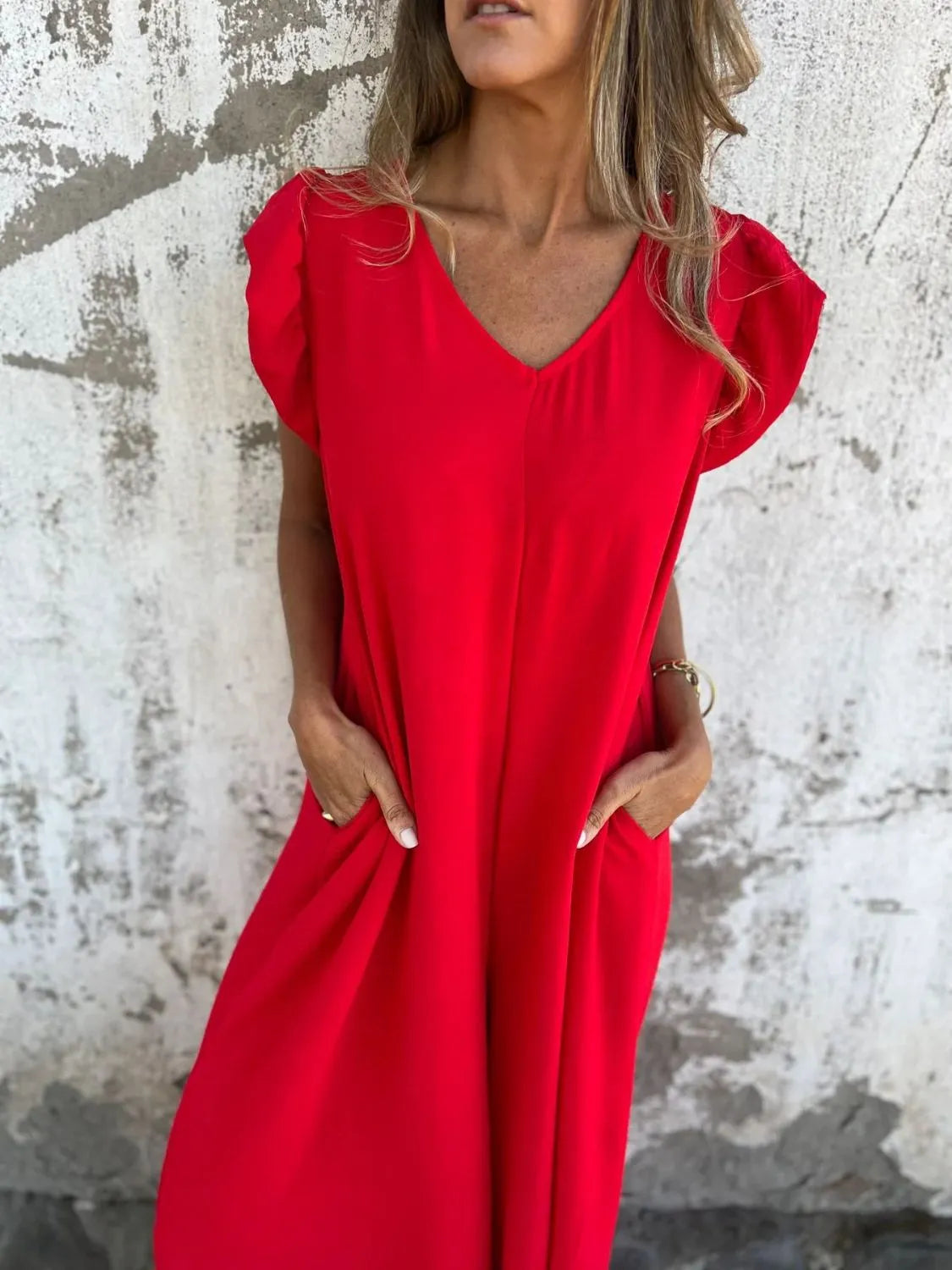 Full Size V-Neck Cap Sleeve Wide Leg Jumpsuit Plus Size