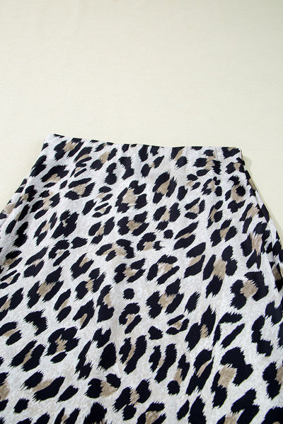 Leopard High Waist Midi Skirt