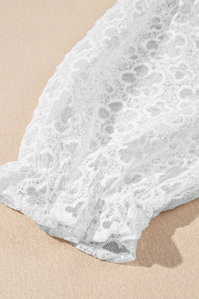 Lace Puff Sleeve Empire Waist Mini Dress