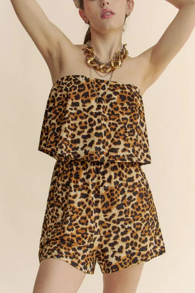 Davi & Dani Leopard Animal Print Tube Romper