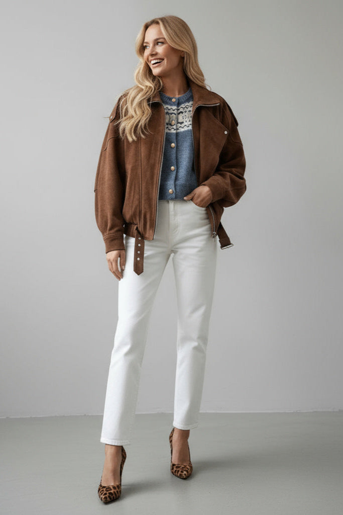 Carla | Braune Oversize-Jacke aus Wildleder für Damen