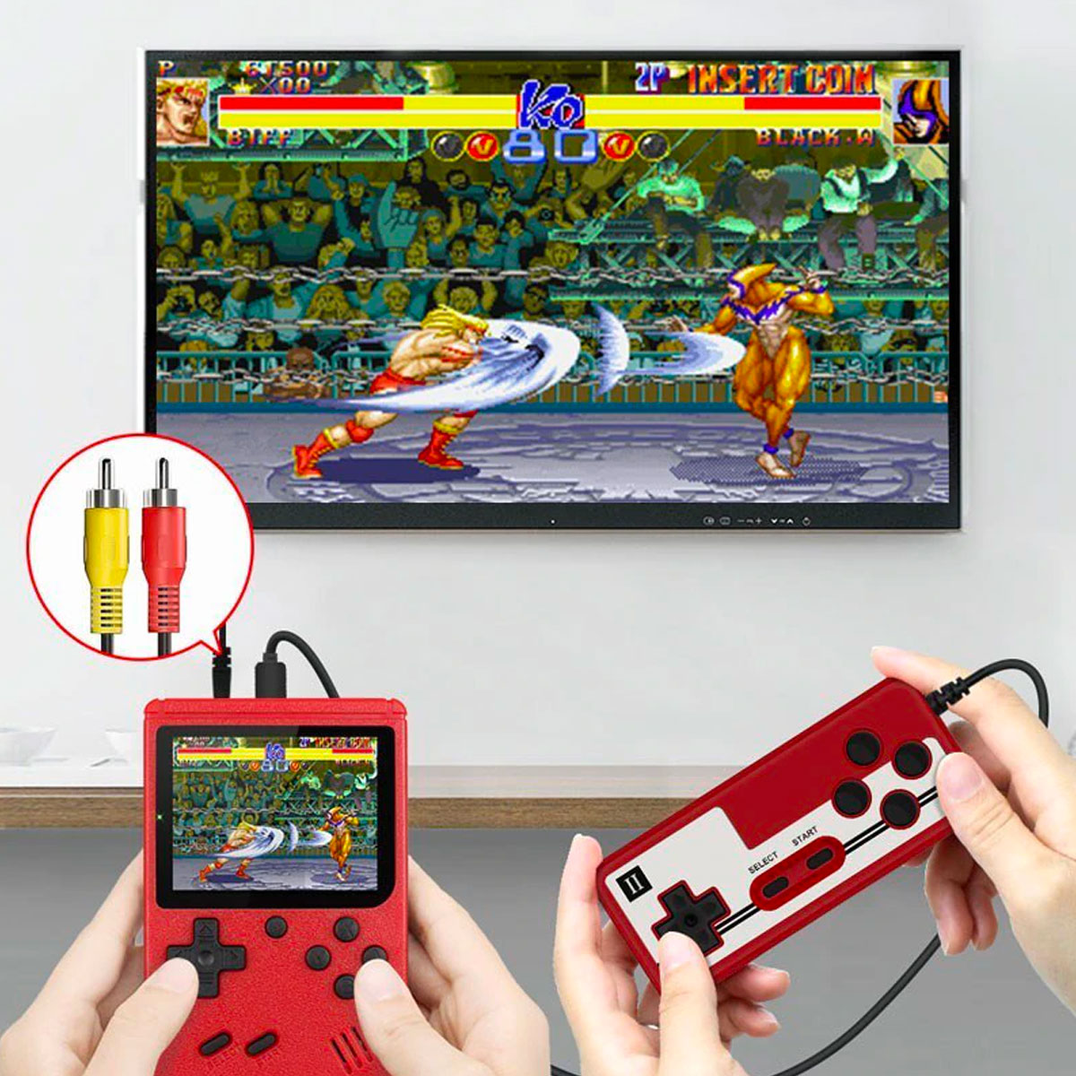 RetroJoy 400 | Tragbare Spielkonsole mit 400 klassischen Spielen und TV-Anschluss