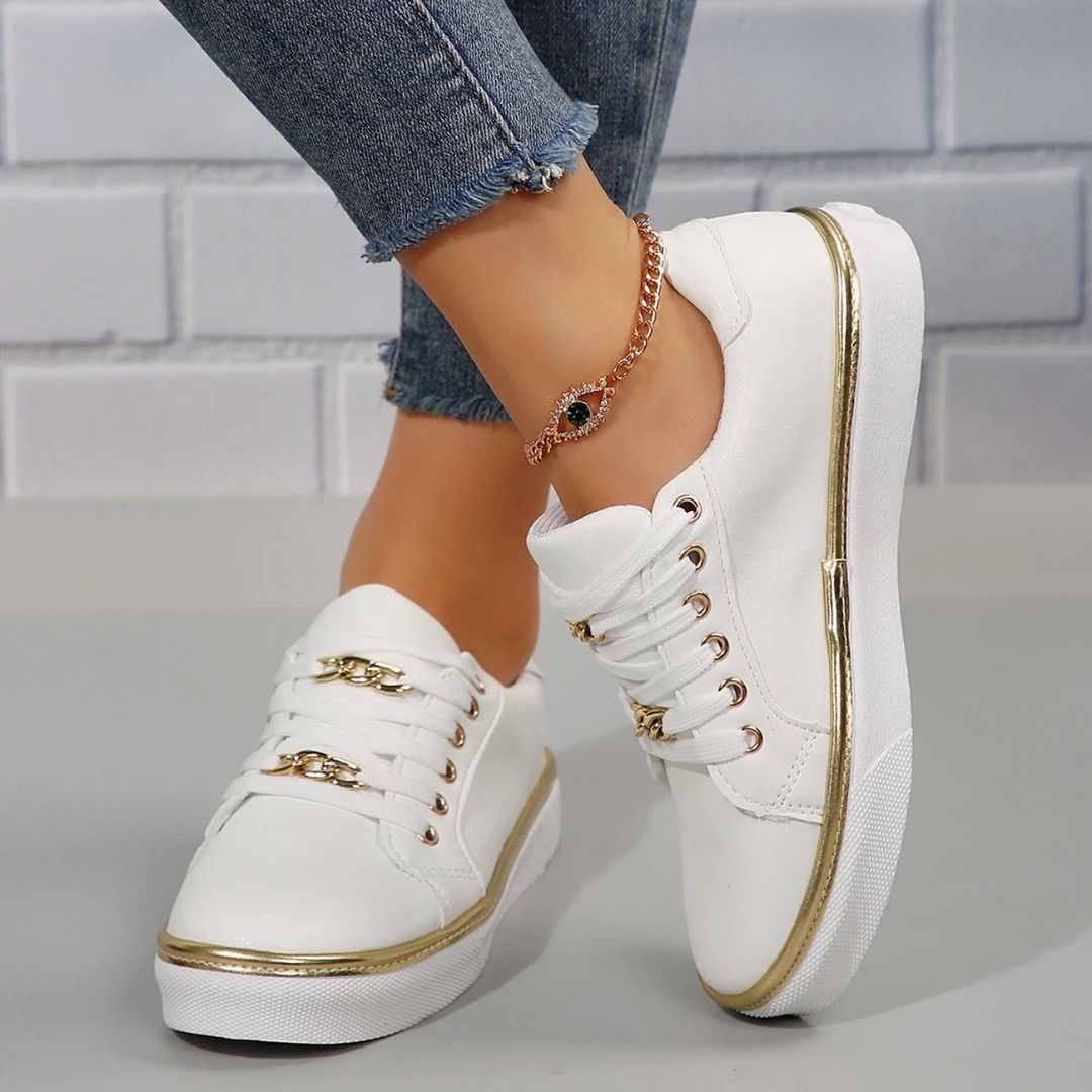 Gabi Freizeitschuhe |  Bequeme Damen Sneaker mit Goldakzenten und Weicher Einlegesohle Für Sommer
