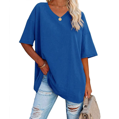 Saria - Casual, luftig & stylisch Damen-Oversize-T-Shirt mit V-Ausschnitt