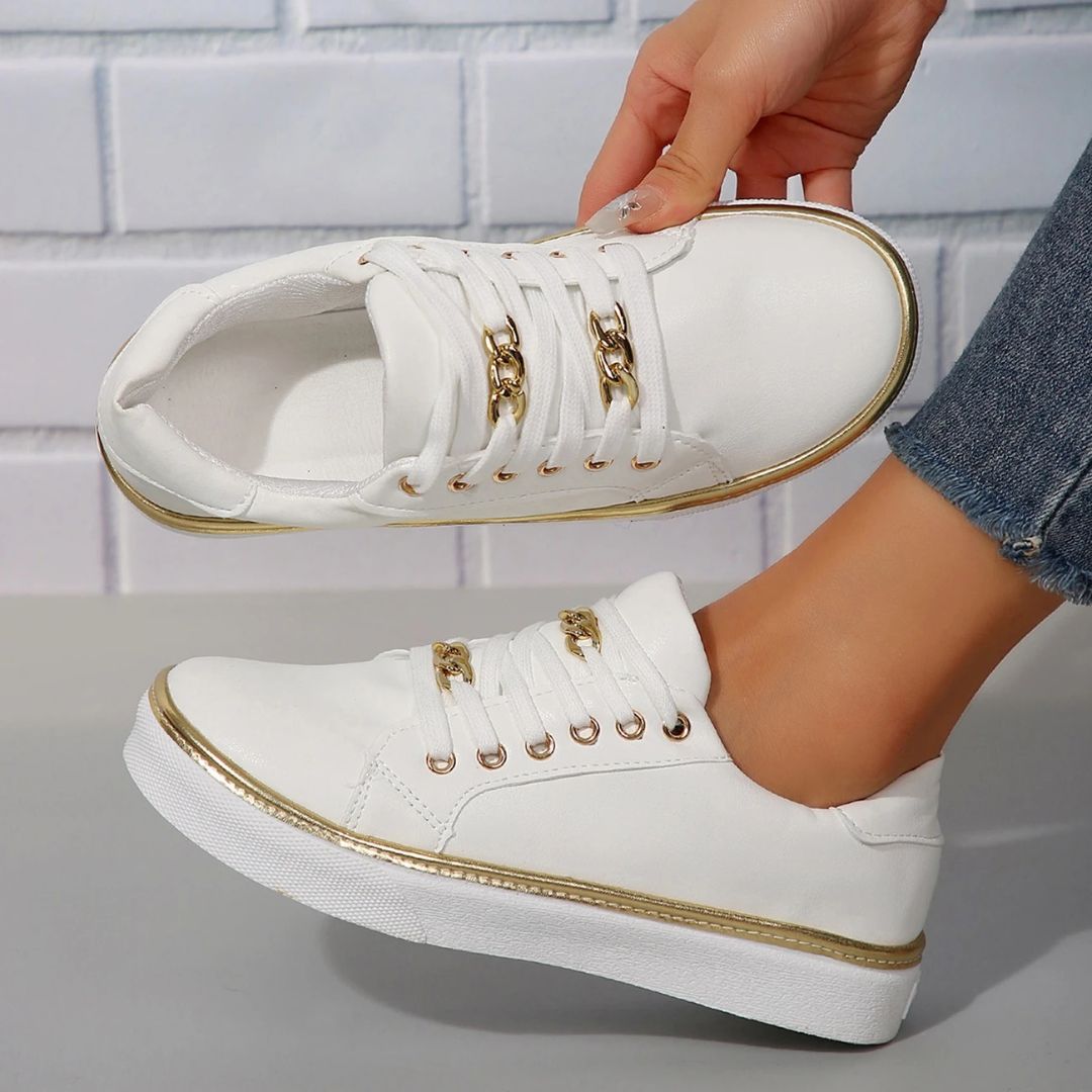 Gabi Freizeitschuhe |  Bequeme Damen Sneaker mit Goldakzenten und Weicher Einlegesohle Für Sommer