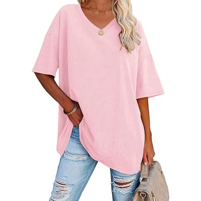 Saria - Casual, luftig & stylisch Damen-Oversize-T-Shirt mit V-Ausschnitt