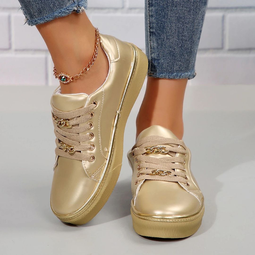 Gabi Freizeitschuhe |  Bequeme Damen Sneaker mit Goldakzenten und Weicher Einlegesohle Für Sommer