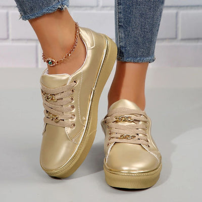 Gabi Freizeitschuhe |  Bequeme Damen Sneaker mit Goldakzenten und Weicher Einlegesohle Für Sommer