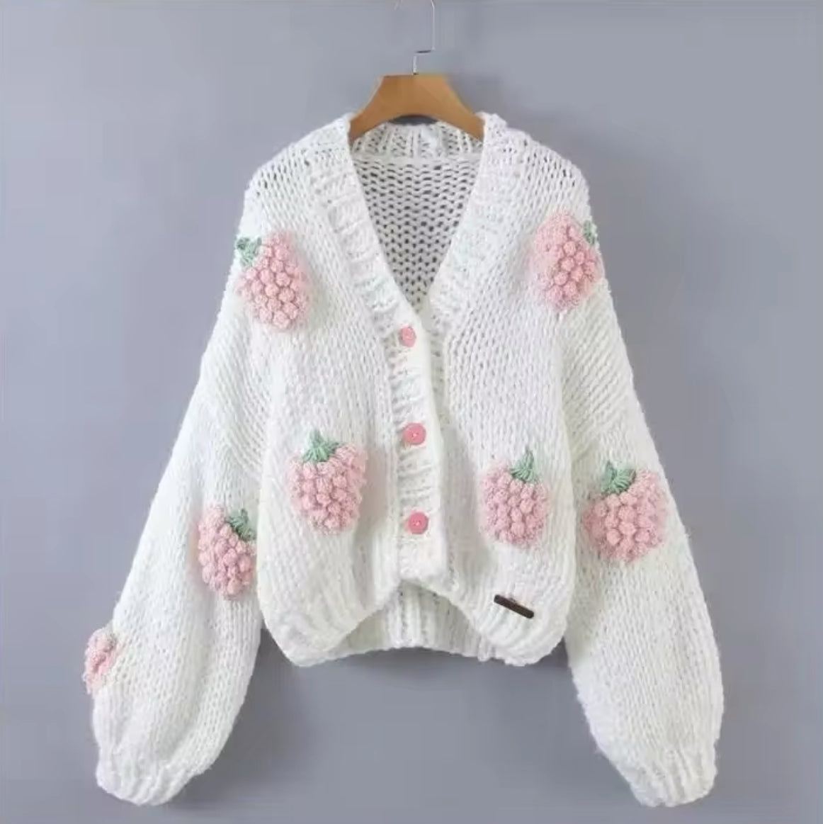 Heidi-Mode | Lässige Strickerdbeerenjacke