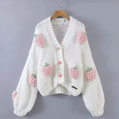 Heidi-Mode | Lässige Strickerdbeerenjacke