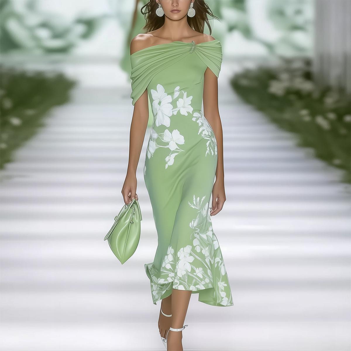 Frisches kurzärmliges Maxikleid für Damen