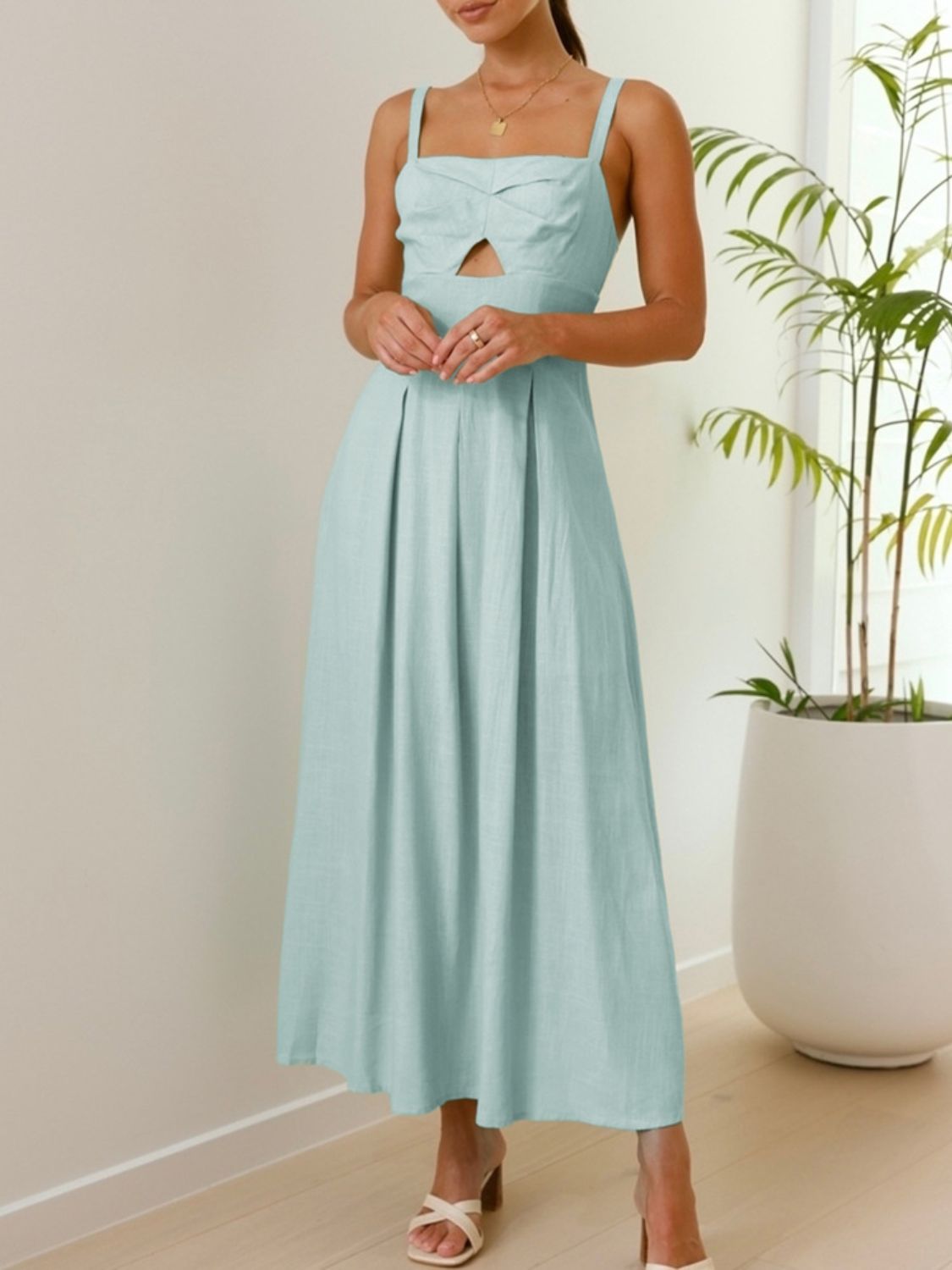 Devine Cutout Square Neck Cami Dress